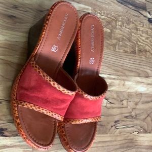 Suede/leather 2 inch wedge slip on